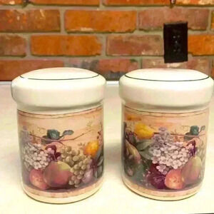 Pamela Gladding Certified International Salt/Pepper Shaker Set "Windor Fruit"